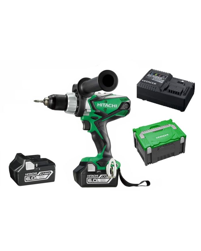 Hitachi DV18DSDL HX 18v 6.0Ah Li Ion Cordless Slide Impact Hammer Driver Drill Combo Kit