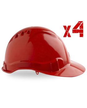 PRO CHOICE Red Vented Hard Hat Helmet-4Pack HHV6R