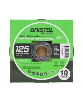BRISTOL 125mm 5" Metal/Stainless Inox Iron Free Cutting Disc-10Pack