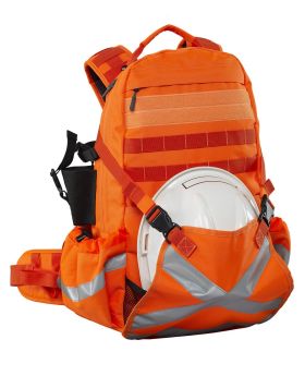CARIBEE Mineral King 32L Safety Back Pack With Helmet Storage & Hydration Pack Ready-Hi Vis Orange-Mine & Railway Spec -JTD -FWT-FDD