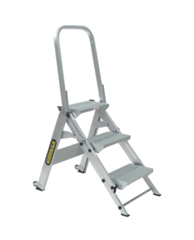 GORILLA Heavy Duty Stair/Step Ladder With Wheels-150kg Rated GOR-3STAIR