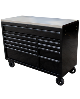 Industrial XS 54" 14 Drawer Widebody Roller Tool Cabinet With Stainless Steel Top-Black