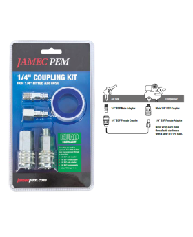 JAMEC PEM Fitted Air Hose / Compressor Fitting & Coupling Set-Euro Style