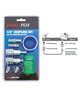 JAMEC PEM Unfitted Air Hose / Compressor Fitting & Coupling Set-Euro Style