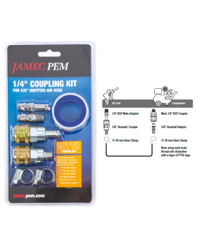 JAMEC PEM Unfitted Air Hose / Compressor Fitting & Coupling Set-Nitto Style