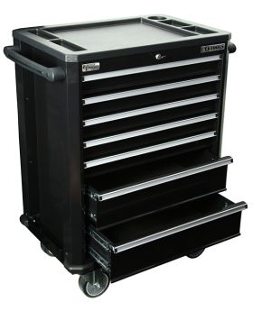 KC Tools  7 Drawer Roller Cabinet-Black-A22112B