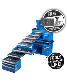 Kincrome P1810 Contour 551Pce Tool Kit In Widebody Chest & Roller Cabinet With Apprentice Bonus Tools