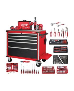 Milwaukee 214Pce Tool Kit In 40" Sumo Chest  Roller Cabinet Tool Box With Steel Top