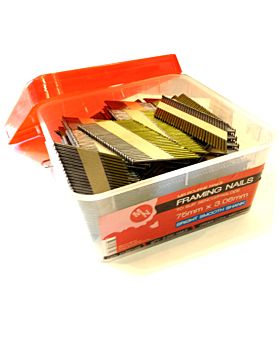 MELBOURNE NAILS 75mm Electro Galvanised Framing Nails In Plastic Case-3000pack MNS75306BEG
