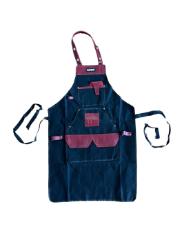 OLTRE Black Canvas With Red Leather Apron