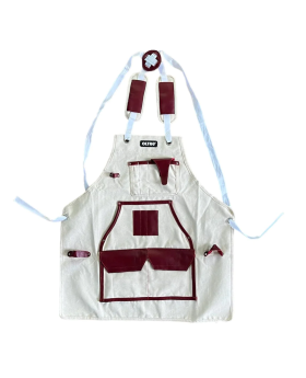 OLTRE White Canvas With Red Leather Apron