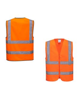 PORTWEST Workwear Tradie Hi-Vis Orange Zipped Band & Brace Vest C375  -JTD