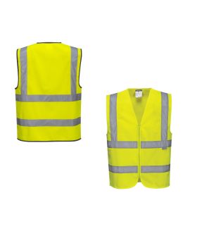 PORTWEST Workwear Tradie Hi-Vis Yellow Zipped Band & Brace Vest C375  -JTD