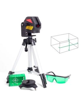 POWERLINE Hi Vis Green Beam Cross Line Laser Level Kit With Tripod X2G