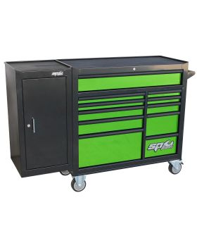 SP Tools Widebody Custom Series Roller Cabinet  & Bonus Side Cabinet Black/Green-SP40160G