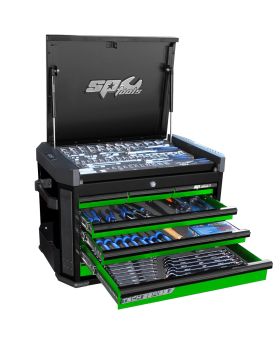 SP Tools SP50033GG 212pc Metric Tech Series Tool Kit - Satin Black With Gloss Green Drawers