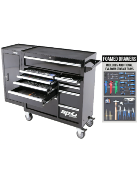 SP Tools CUSTOM SERIES ROLLER CABINET TOOL KIT WITH SIDE CABINET - 238PC - FOAMED METRIC/SAE - BLACK - PLUS EVA TRAYS