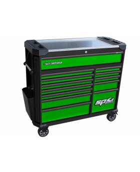 SP Tools SP42355G Tech Series Roller Cabinet-Satin Black & Gloss Green Drawers