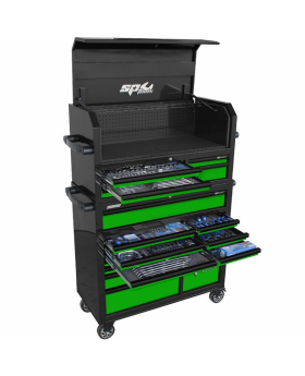 SP Tools SP50550G 276pc Metric/SAE Sumo Power Hutch Series Tool Kit - Satin Black With Gloss Green Drawers