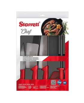 STARRETT Professional Chef Special Knife Set Red 6 Piece Kit-BKK-6R1