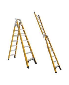 GORILLA Dual purpose ladder 2.4-4.5m (8-15ft) Fibreglass 180kg Heavy Duty Industrial FDM008-HD