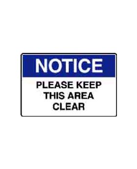 NOTICE PLEASE KEEP THIS AREA CLEAR SIGN 138NF