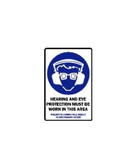 HEARING AND EYE PROTECTION MUST BE WORN IN THIS AREA SIGN 376MP