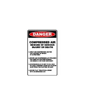 COMPRESSED AIR BEWARE OF SERIOUS INJURY OR DEATH SIGN 169DMC