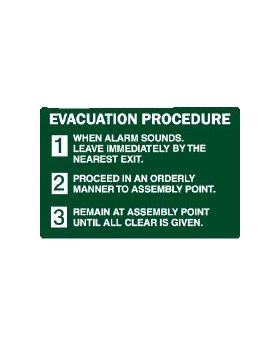 EVACUATION PROCEDURE SIGN 129EP