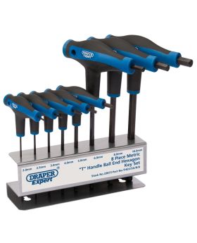 Draper Tools Soft Grip T Handle Hexagon and Ball End Key Set (8 Piece) DRA33873