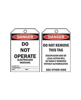 DO NOT OPERATE ELECTRICIANS WORKING TAG TAGD3P