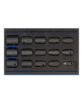 Draper Tools 1/2 Sq. Dr. Impact Socket Set in 1/4 Drawer EVA Insert Tray (15 Piece) DRA63415