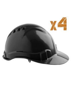 PRO CHOICE Black Vented Hard Hat Helmet-4Pack HHV6BLK