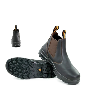 BISON Industrial Ridge Series Slip On Safety Boots-Chest Nut Colour
