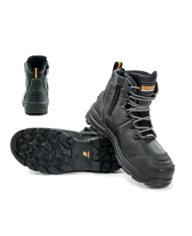 BISON Industrial XT Series Lace Up Safety Boots With Side Zip-Black Colour
