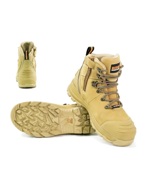 BISON Industrial XT Series Lace Up Safety Boots With Side Zip-Wheat Colour