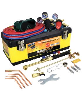 BOSSWELD Gas Welding Kit - Oxy Acet Kit With 4 x Flashback Arrestors