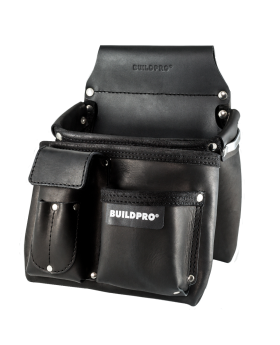BUILDPRO Tradie Leather Belt- Tradie Nail Bag -LBNBM2