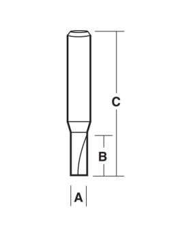 Carbitool 2 Flute Router Bit STRAIGHT BIT 16.5MM TCT, 2FLT 1/4 SHK (T 216.5 M)