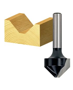 Carbitool 2 Flute Router Bit  90&deg; Vee Groove Bit With Flat  Carbide Tipped-31.3 X 90 DEG TCT 1/2 SHK  T 128 1/2 W/F