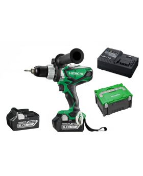 Hitachi DV18DSDL(HX) 18v 6.0Ah Li-Ion Cordless Slide Impact (Hammer) Driver Drill Combo Kit 