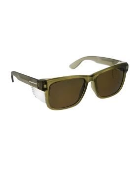 PRO CHOICE Frontside Polarised Smoke Lens Safety Glasses with Khaki Frame- 6519