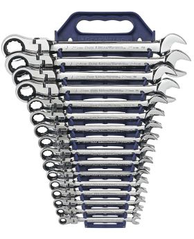 GEARWRENCH 16 PC. 12 POINT FLEX HEAD RATCHETING COMBINATION METRIC WRENCH SET 9902D