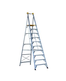 GORILLA Platform ladder 3.0m (10ft) Aluminium 180kg Heavy Duty Industrial - PL010-HD