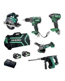 HIKOKI Hitachi KC18D4PC 18v/36v 2.5/5ah 5pce Cordless Combo Kit-FDB