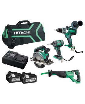 Hitachi KC18D4PB(HA) 18V 6ah Li-Ion 4pce Cordless Slide Battery Combo Kit