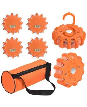 Industrial XS LED Rechargeable Magnetic Roadside Round Emergency Beacon Flare Kit 