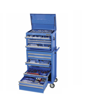 KINCROME Professional Blue Steel Tool Kit With EVA Tray Inserts In Top Chest & Roller Cabinet-K1209