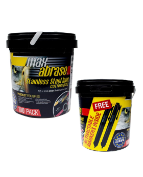 MAX ABRASE Silver Series 125 x 1.0mm Cutting Disc 100 Pack Tub Bucket