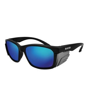 MAXISAFE  Rayzr Safety Glasses - Matte Black Frame - Blue Mirror Polarised Lens